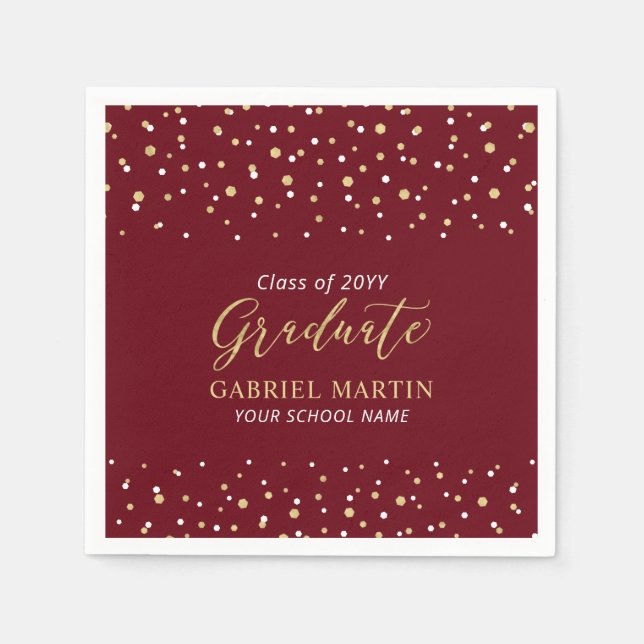 Serviette En Papier Red & Gold School Graduation Party (Devant)