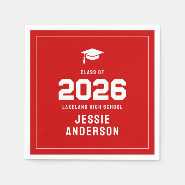 Serviette En Papier Red Graduation 2026 (Devant)