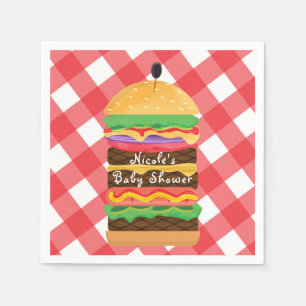 Serviette En Papier Red Hamburger Summer Cookout Barbecue BBQ Party