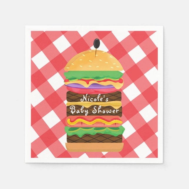 Serviette En Papier Red Hamburger Summer Cookout Barbecue BBQ Party (Devant)