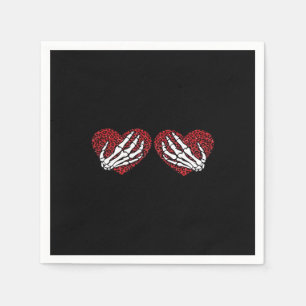 Serviette En Papier Red Heart Skeleton Mains Classique