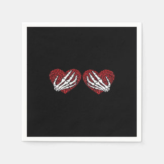 Serviette En Papier Red Heart Skeleton Mains Classique