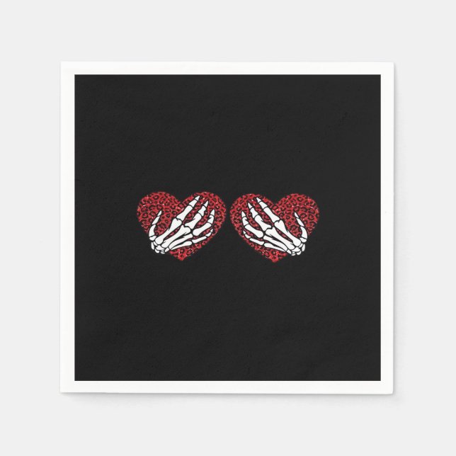 Serviette En Papier Red Heart Skeleton Mains Classique (Devant)