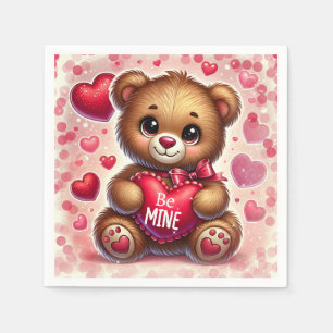 Serviette En Papier Red Heart Valentine Teddy Bear fête d'anniversaire
