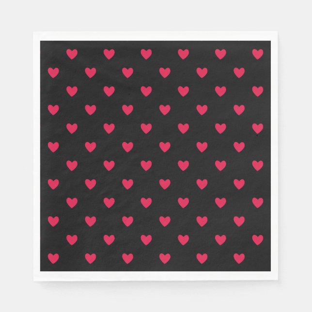 Serviette En Papier Red Hearts Black Medium Motif sans couture (Devant)