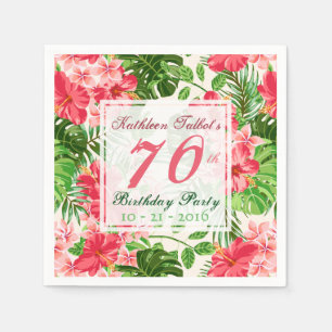 Serviette En Papier Red Hibiscus 70e Anniversaire Papier de fête Napki