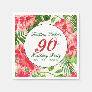 Serviette En Papier Red Hibiscus 90e Anniversaire Papier de fête Napki