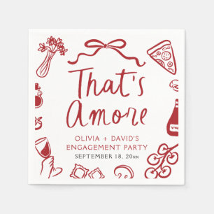 Serviette En Papier Red Italian That's Amore Pizza Engagement Party