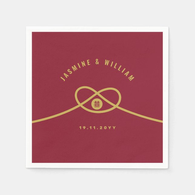 Serviette En Papier Red Knot Union Double Bonheur Mariage chinois (Devant)