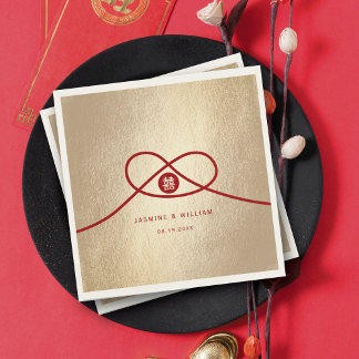 Serviette En Papier Red Knot Union Double Bonheur Mariage chinois