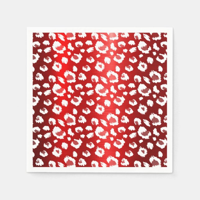 Serviette En Papier Red Leopard Metallic Soirée élégante (Devant)