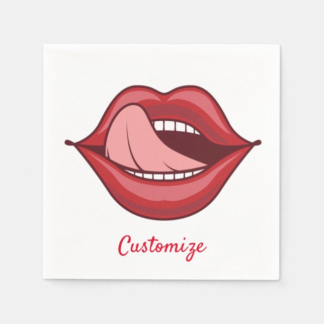Serviette En Papier Red Lips Open Mouth Thunder_Cove (Devant)