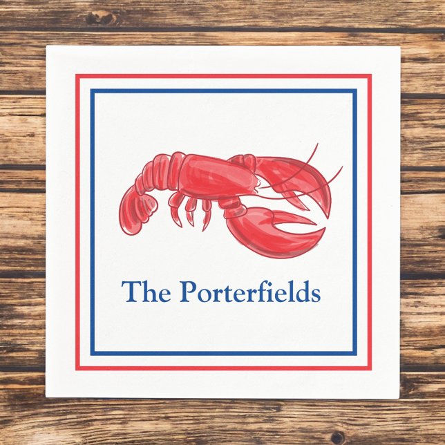 Serviette En Papier Red Lobster Border Fête Personnalisée (Créateur téléchargé)