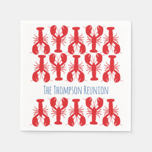 Serviette En Papier Red Lobster Famille Réunion NOM Plage Côtière Plag