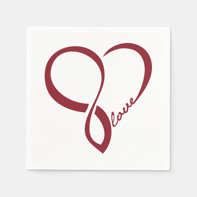 Serviette En Papier Red Love Coeur Mariage Party Papier ensemble de se (Devant)