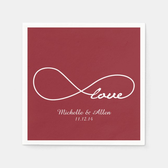 Serviette En Papier Red Love Infinity Mariage Party Papier ensemble de (Devant)