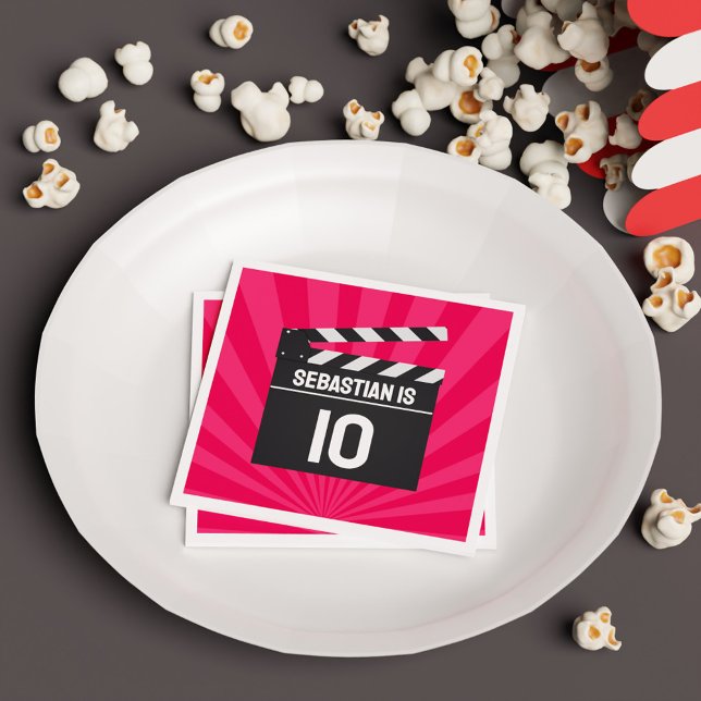 Serviette En Papier Red Movie Night Clapperboard Anniversaire de enfan (Red Movie Night Clapperboard Kids Birthday Party Napkins
)