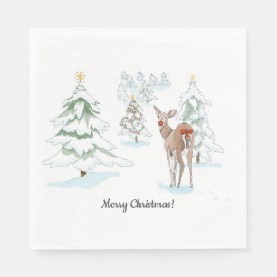 Serviette En Papier Red Nose Deer dans le papier de vacances en bois n