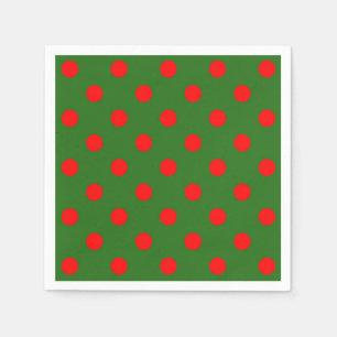 Serviette En Papier Red On Green Pois Design Motif