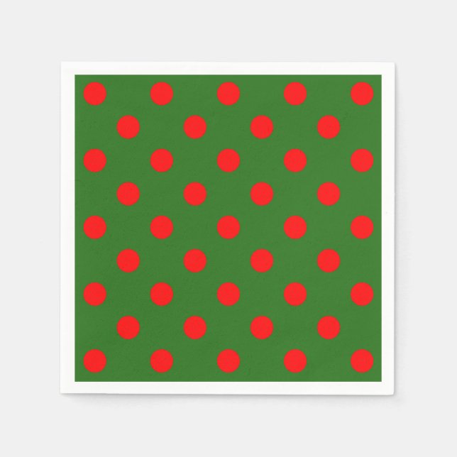 Serviette En Papier Red On Green Pois Design Motif (Devant)