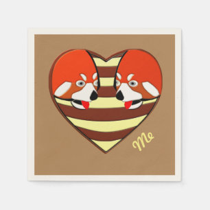 Serviette En Papier Red Panda Coeur d'amour