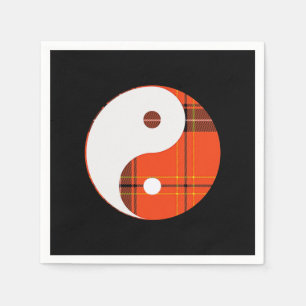 Serviette En Papier Red Plaid et White Yin Yang