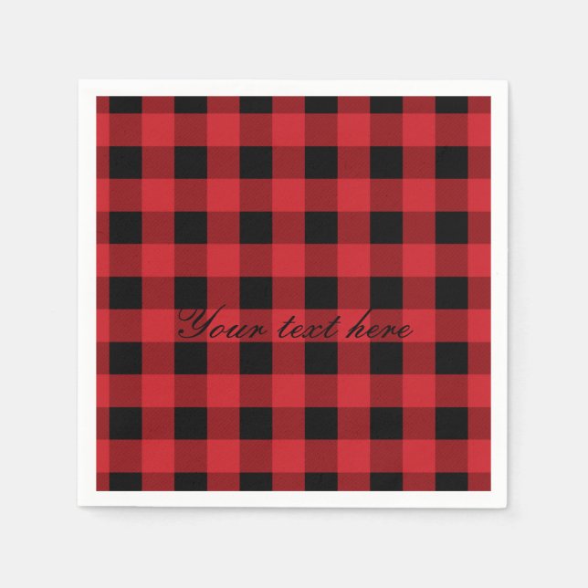 Serviette En Papier Red Plaid Rustic Country Vacances de Noël (Devant)