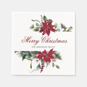 Serviette En Papier Red Poinsettia Floral Christmas PARTY Papier