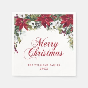 Serviette En Papier Red Poinsettia Floral Christmas PARTY Papier