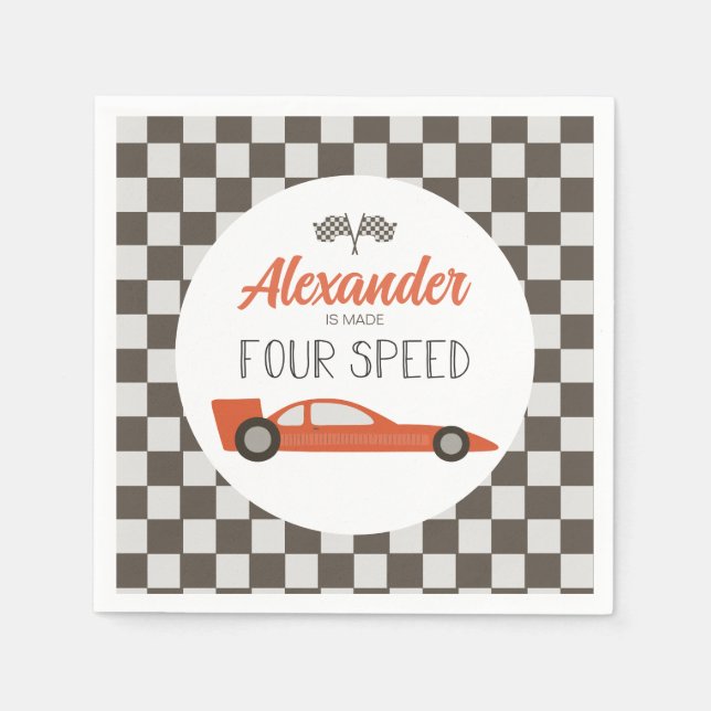 Serviette En Papier Red Race Car 4e anniversaire (Devant)