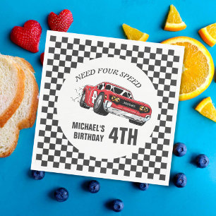 Serviette En Papier Red Race Car Anniversaire Fête Invitation