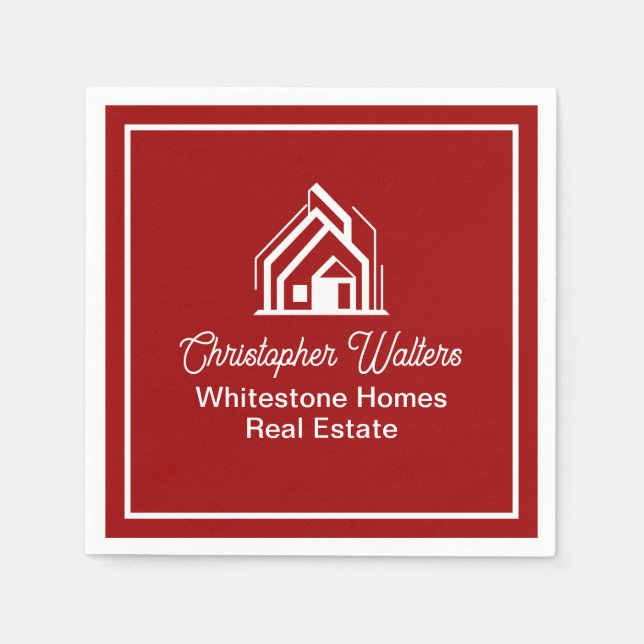 Serviette En Papier Red Real Estate Company Custom Realtor (Devant)