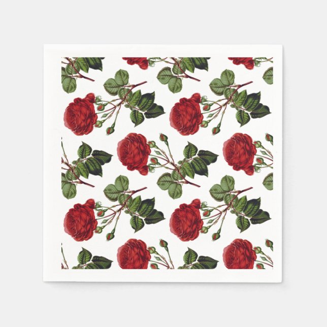 Serviette En Papier Red Roses Pattern (Devant)