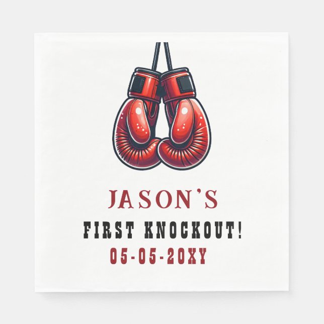 Serviette En Papier Red Rumble First Knockout Boxing Anniversaire (Devant)