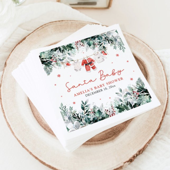 Serviette En Papier Red Santa Baby Christmas Baby Clothes Baby Shower (Créateur téléchargé)