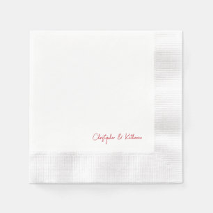 Serviette En Papier Red Text Simple Mariage Cocktail en boîte