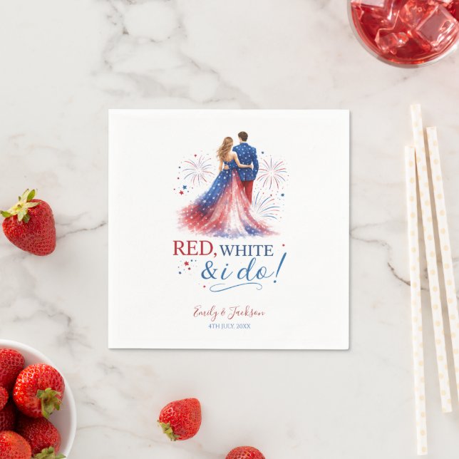 Serviette En Papier Red White and I do Americana Wedding (En situation)