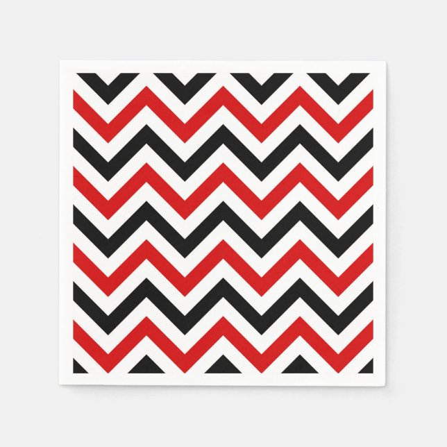Serviette En Papier Red, white, Black Large Chevron Zig Zag (Devant)