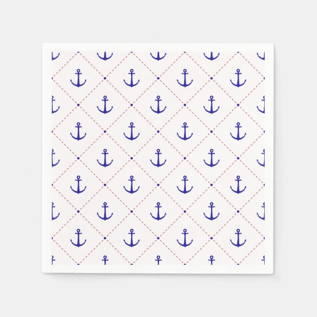 Serviette En Papier  Red White Blue Anchors Away Boating (Devant)