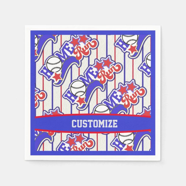 Serviette En Papier Red White & Blue Home Run Baseball Stried (Devant)