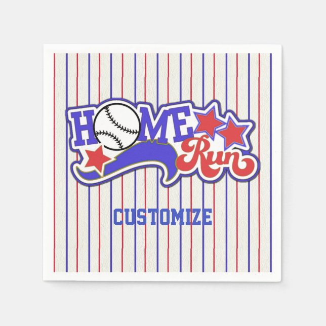 Serviette En Papier Red White & Blue Home Run Baseball Stried Napkins (Devant)