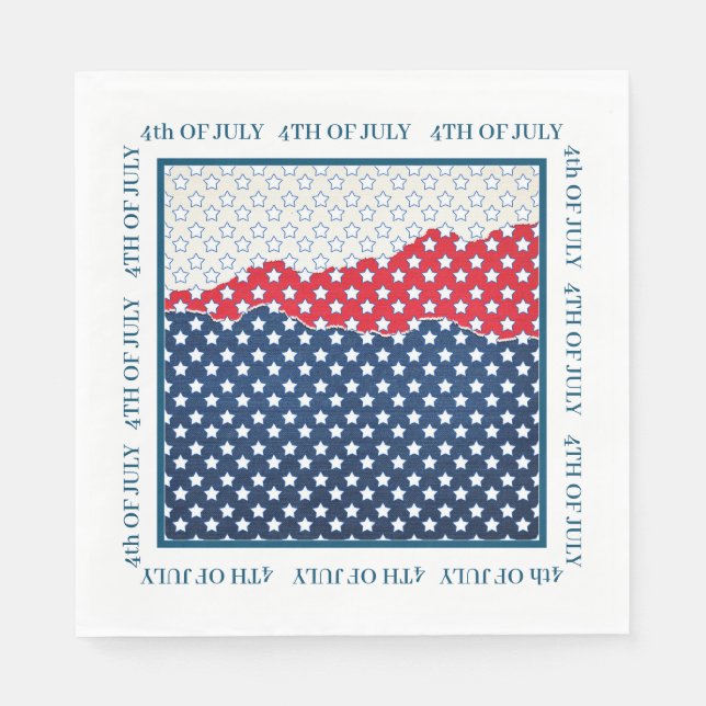 Serviette En Papier Red White & Blue Stars 4th of Jly (Devant)