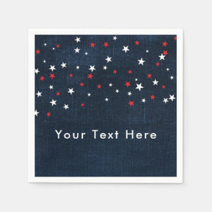 Serviette En Papier Red White & Blue Stars Denim Custom Party