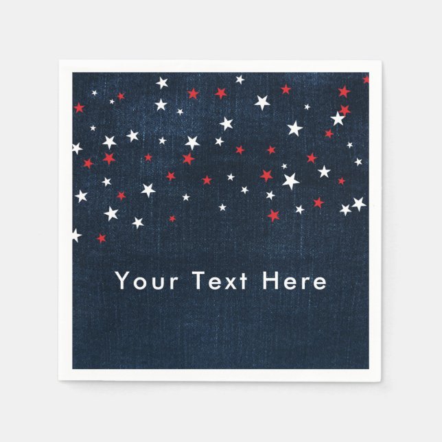 Serviette En Papier Red White & Blue Stars Denim Custom Party (Devant)