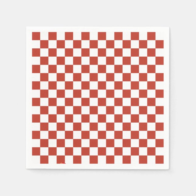 Serviette En Papier Red& White Checkered Pattern Mid Century Modern (Devant)