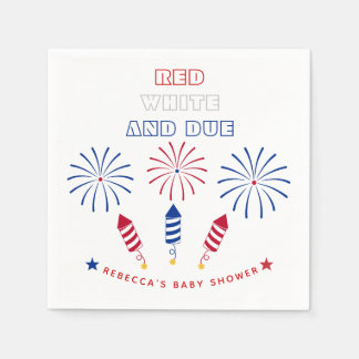 Serviette En Papier Red White Due 4Juillet baby shower de pétards