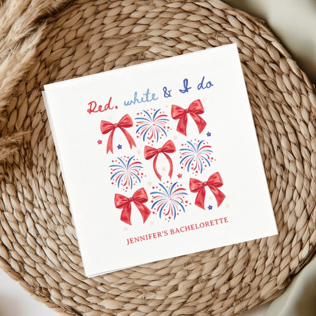 Serviette En Papier Red White et je fais Juillet 4 Bachelorette Party (Créateur téléchargé)