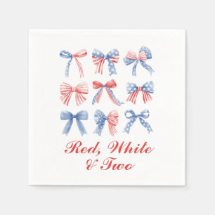 Serviette En Papier Red, White et Two Bows quatrième anniversaire de j