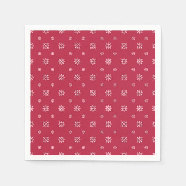 Serviette En Papier Red & White Snowflakes Simple Modern Christmas  (Devant)