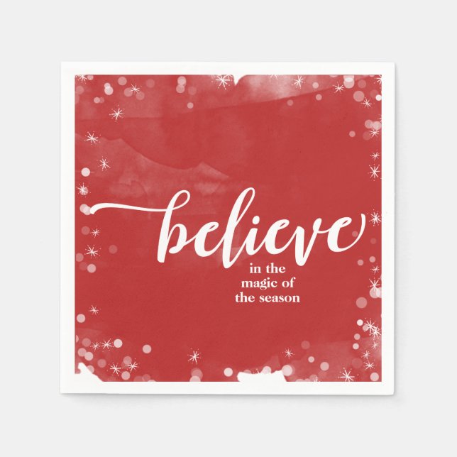 Serviette En Papier Red & White Sparkle Believe Christmas Holiday (Devant)